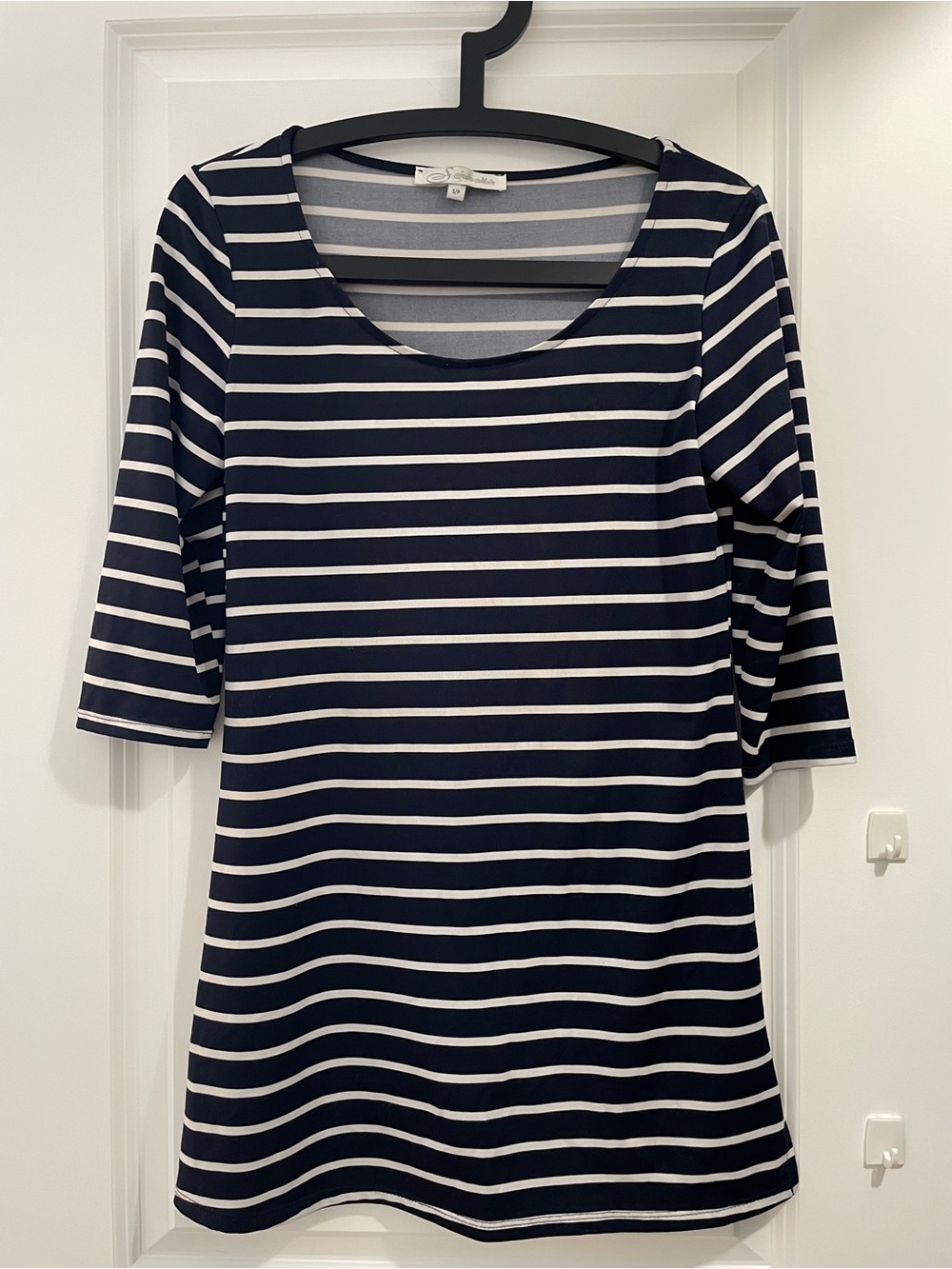 Ella Moss Navy and White Striped Scoop Neck Tunic